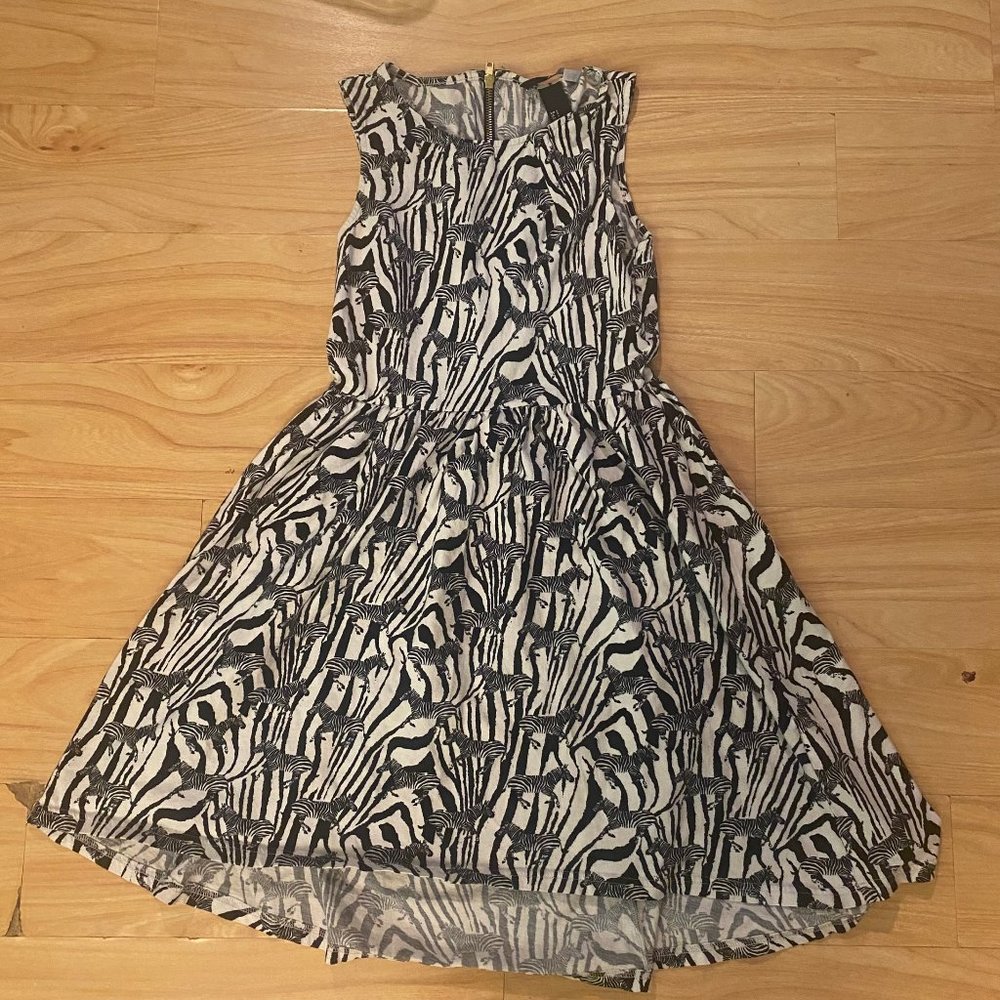 H&M Women's Sleeveless Cotton Zebra Print Dress Size Small